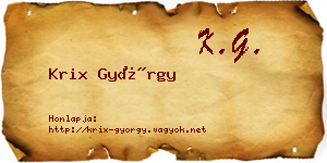 Krix György névjegykártya
